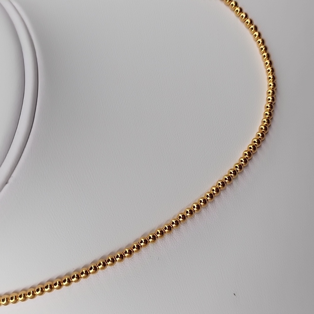 18K Yellow Gold Bubble Necklace Size 16" to 18" Chain Lightweight 2mm Au750 NEW - Picture 3 of 9